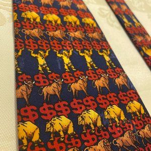 Nicole Miller STONKS Tie Bears & Bulls 100% Silk